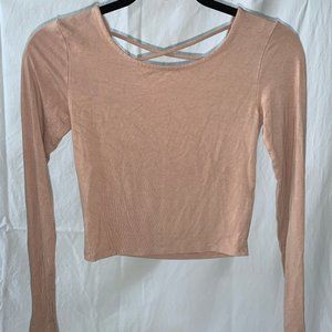 Forever 21 Tan Cropped Long Sleeved Shirt